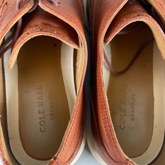 Cole Haan Original Grand Men\'s 10 M Brown Leather Wingtip Oxford Dress Shoes GUC